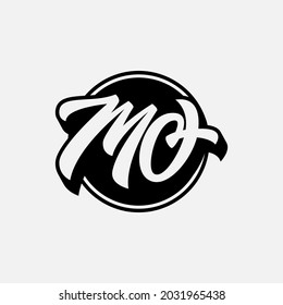 Monogram logo letter M, O, MO or OM vintage, simple, classic, black and white color on white background