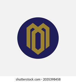 Monogramm-Logo-Buchstaben M, O, MO oder OM modern, einfach, sportlich, sportlich, gold und blau auf weißem Hintergrund