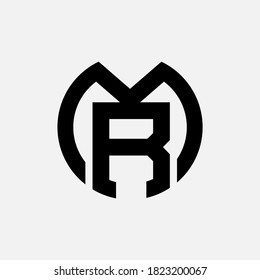 Monogram logo letter M, R, MR or RM modern, simple, sporty, black color on white background
