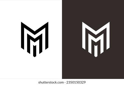 LOGOTIPO MONOGRAM DE LA CARTA "M" Y "M" PARA SU LOGOTIPO DE MARCA