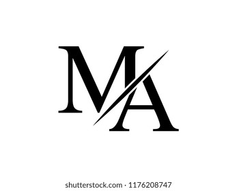 The monogram logo letter MA is sliced