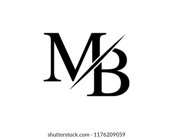 The monogram logo letter MB  is sliced