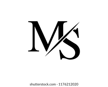 The monogram logo letter MS is sliced