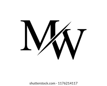 The monogram logo letter MW is sliced