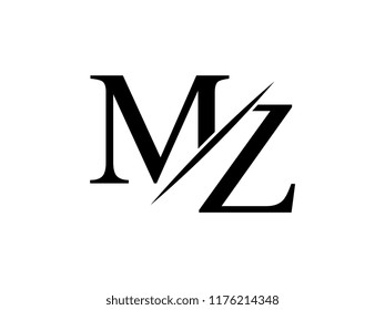 The monogram logo letter MZ is sliced