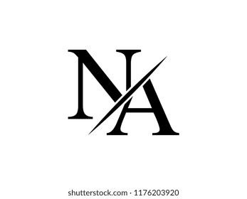 The monogram logo letter NA is sliced
