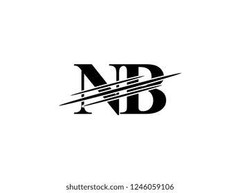 The monogram logo letter NB is sliced black