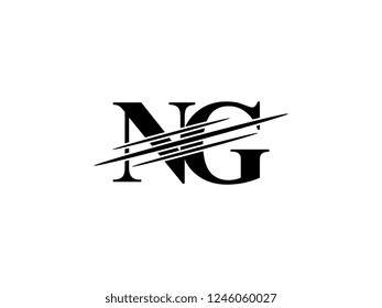 The monogram logo letter NG is sliced black