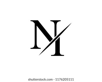 The monogram logo letter NI is sliced