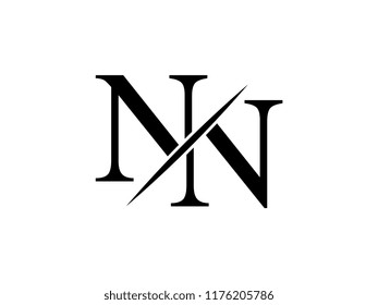 The monogram logo letter NN is sliced