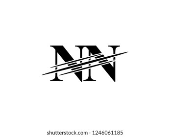 The monogram logo letter NN is sliced black