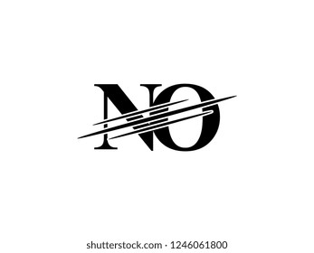 The monogram logo letter NO is sliced black