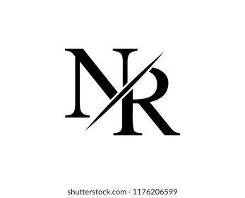 The monogram logo letter NR is sliced
