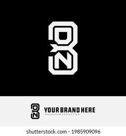 Monogram logo letter O, N, 3, ON3 or 3ON modern, simple, sporty, white color on black background