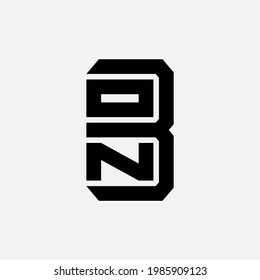 Letra monograma O, N, 3, ON3 o 3ON moderna, simple, deportiva, de color negro sobre fondo blanco