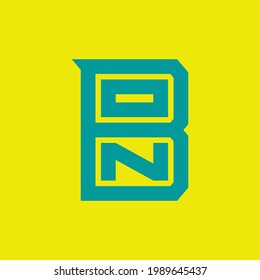 Monogramm-Logo-Buchstaben O, N, B, ONB oder BON modern, einfach, sportlich, Tosca-Farbe auf gelbem Hintergrund