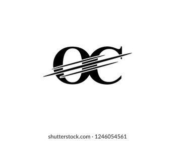 The monogram logo letter OC is sliced black