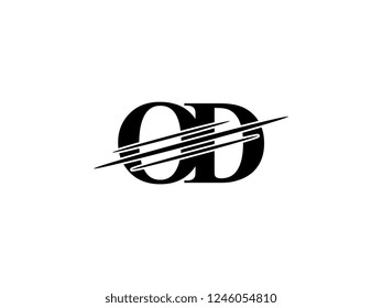 The monogram logo letter OD is sliced black