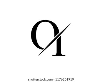 The monogram logo letter OI is sliced