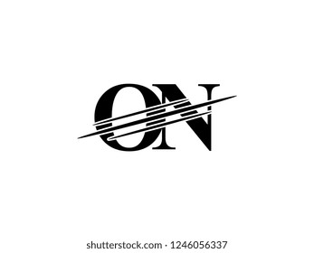 The monogram logo letter ON is sliced black