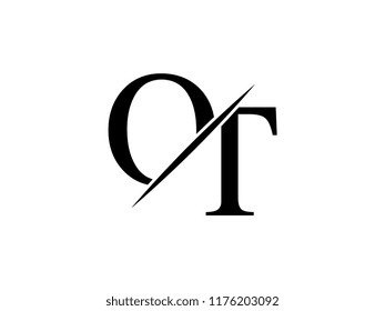 The monogram logo letter OT  is sliced