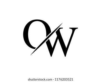 The monogram logo letter OW is sliced