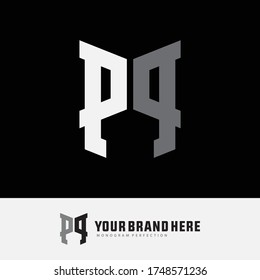 Monogram logo letter P or PP modern, simple, sporty, white and gray color on black background