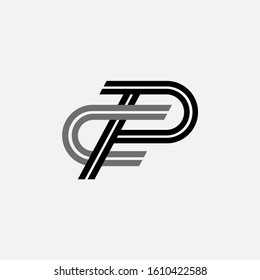 monogram logo letter PC or CP modern look, minimalist, lines, on white background