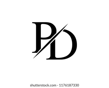 The monogram logo letter PD is sliced