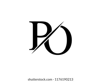 The monogram logo letter PO is sliced