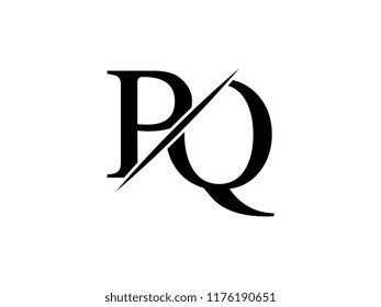 The monogram logo letter PQ is sliced