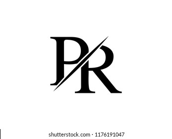 The monogram logo letter PR is sliced