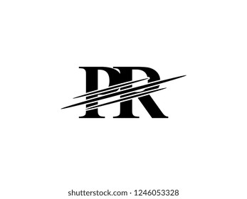 The monogram logo letter PR is sliced black