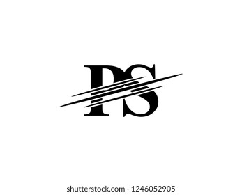 The monogram logo letter PS is sliced black