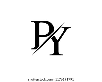 The monogram logo letter PY is sliced
