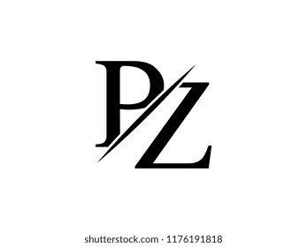 The monogram logo letter PZ is sliced