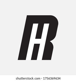 Monogram logo letter R, H, RH or HR modern, simple, sporty, black color on white background
