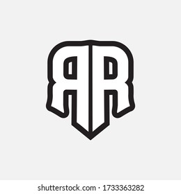 monogram logo letter R or RR modern, simple, sporty,  black and white color on white background