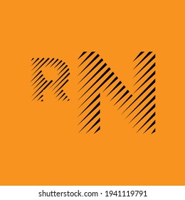 La letra del logotipo del monograma RN está cortada, archivo vectorial