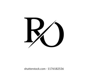 The monogram logo letter RO is sliced