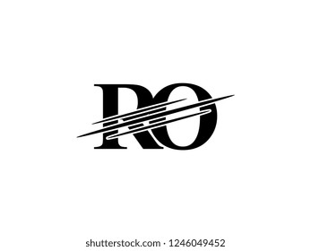 The monogram logo letter RO is sliced black