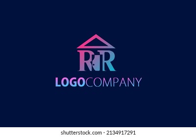 Letra de logotipo de monograma RR con forma de casa