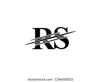 The monogram logo letter RS is sliced black