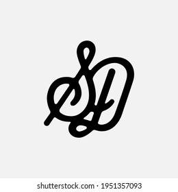 Monogram logo letter S, D, SD or DS vintage, simple, classic, black color on white background