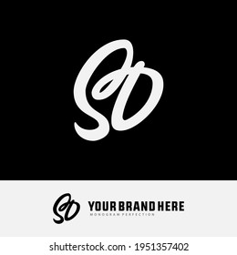 Monogram logo letter S, D, SD or DS vintage, simple, classic, white color on black background