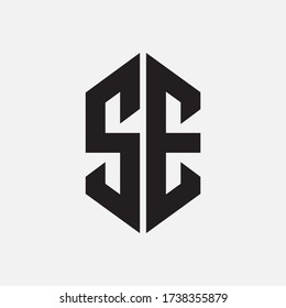 Monogram logo letter S, E, SE or ES modern, simple, sporty, black color on white background