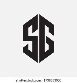 Monogram logo letter S, G, SG or GS modern, simple, sporty, black color on white background