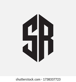 Monogram logo letter S, R, SR or RS modern, simple, sporty, black color on white background