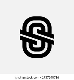Monogram logo letter S or SS `modern, simple, sporty, black color on white background