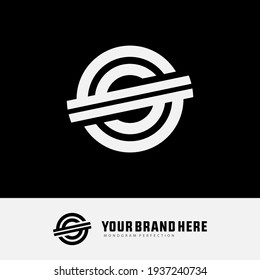 Monogramm-Logo-Buchstaben S oder SS `modern, einfach, sportlich, weiß auf schwarzem Hintergrund